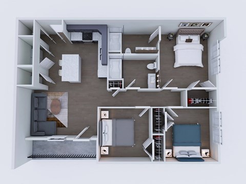 Floor plan for 3 beds, 2 baths, 1112 sqft